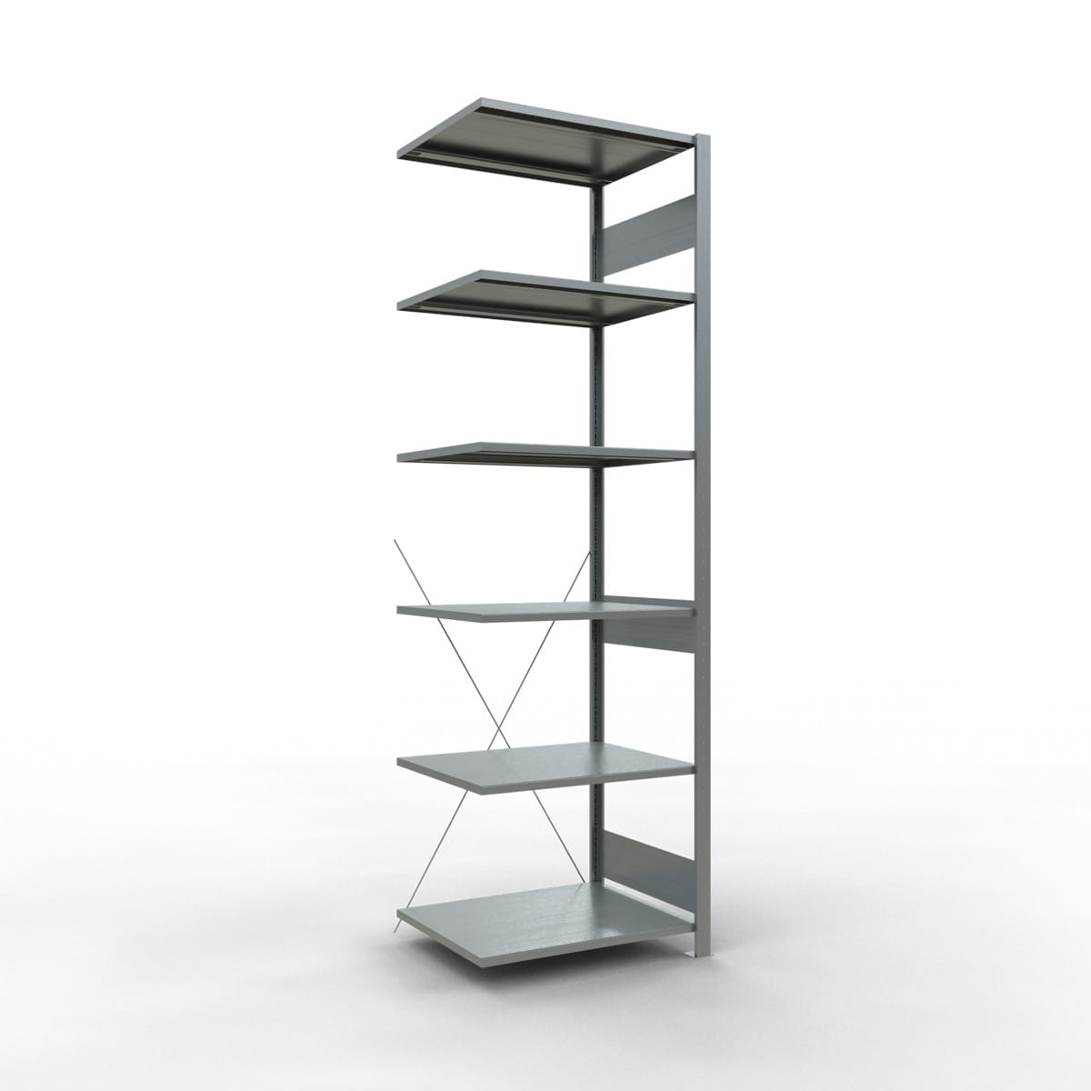 Fachbodenregal SCHULTE | Stecksystem | Anbauregal | H 2500 x T 600 x L 750 mm | 6 Fachböden | Fachlast 150 kg