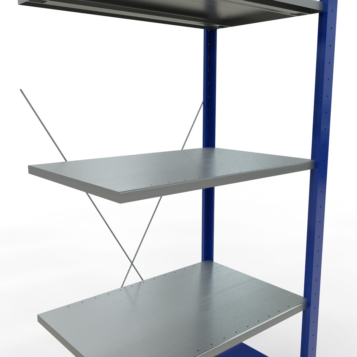 Fachbodenregal SCHULTE | enzianblau | Stecksystem | Anbauregal | H 2000 x T 500 x L 750 mm | 5 Fachböden | Fachlast 150 kg