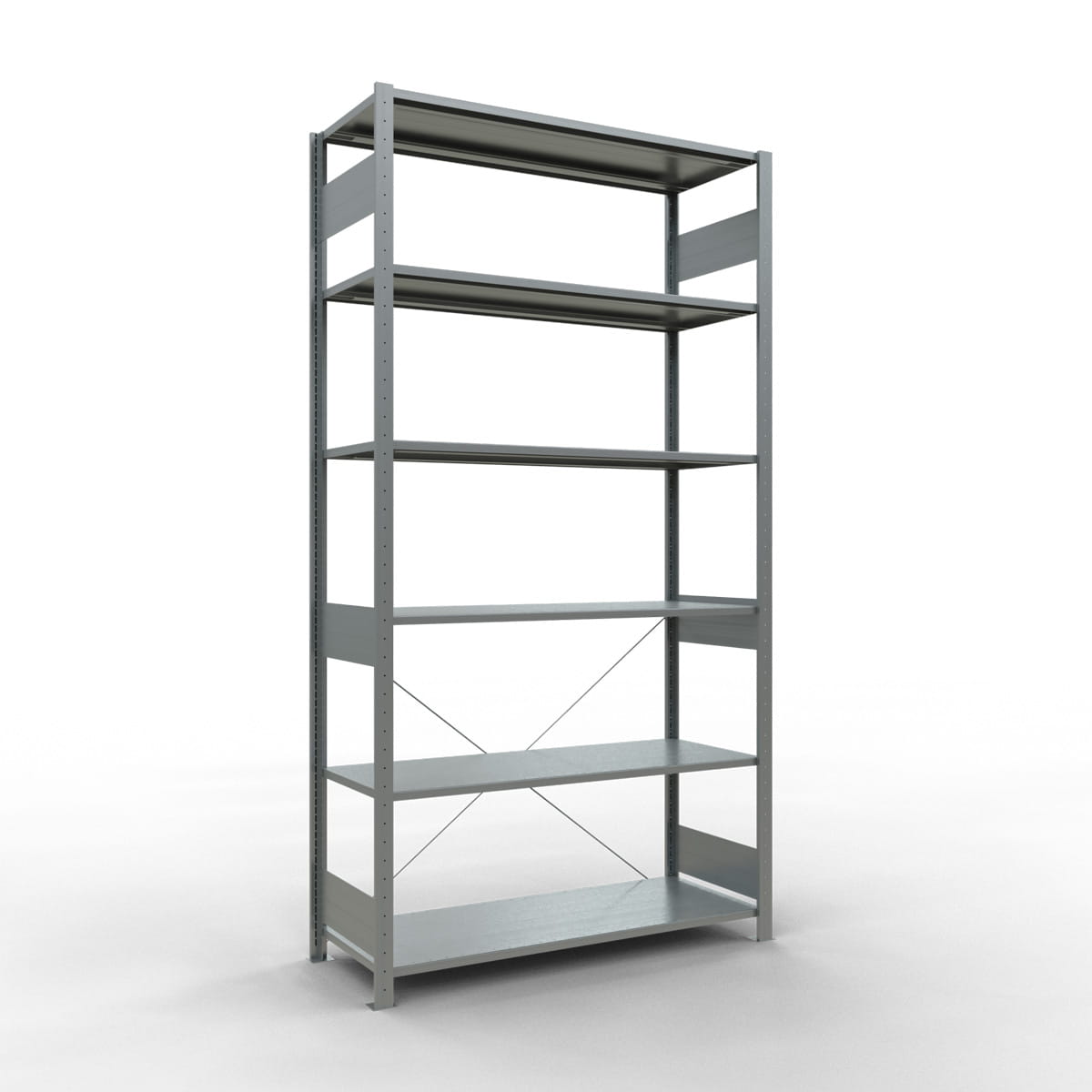 Fachbodenregal SCHULTE | Stecksystem | Grundregal | H 2500 x T 500 x L 1300 mm | 6 Fachböden | Fachlast 150 kg