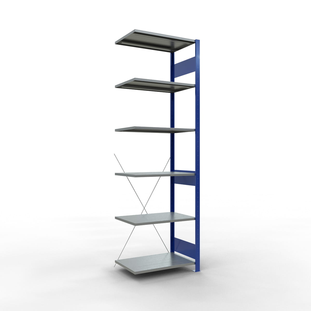 Fachbodenregal SCHULTE | enzianblau | Stecksystem | Anbauregal | H 2500 x T 500 x L 750 mm | 6 Fachböden | Fachlast 150 kg