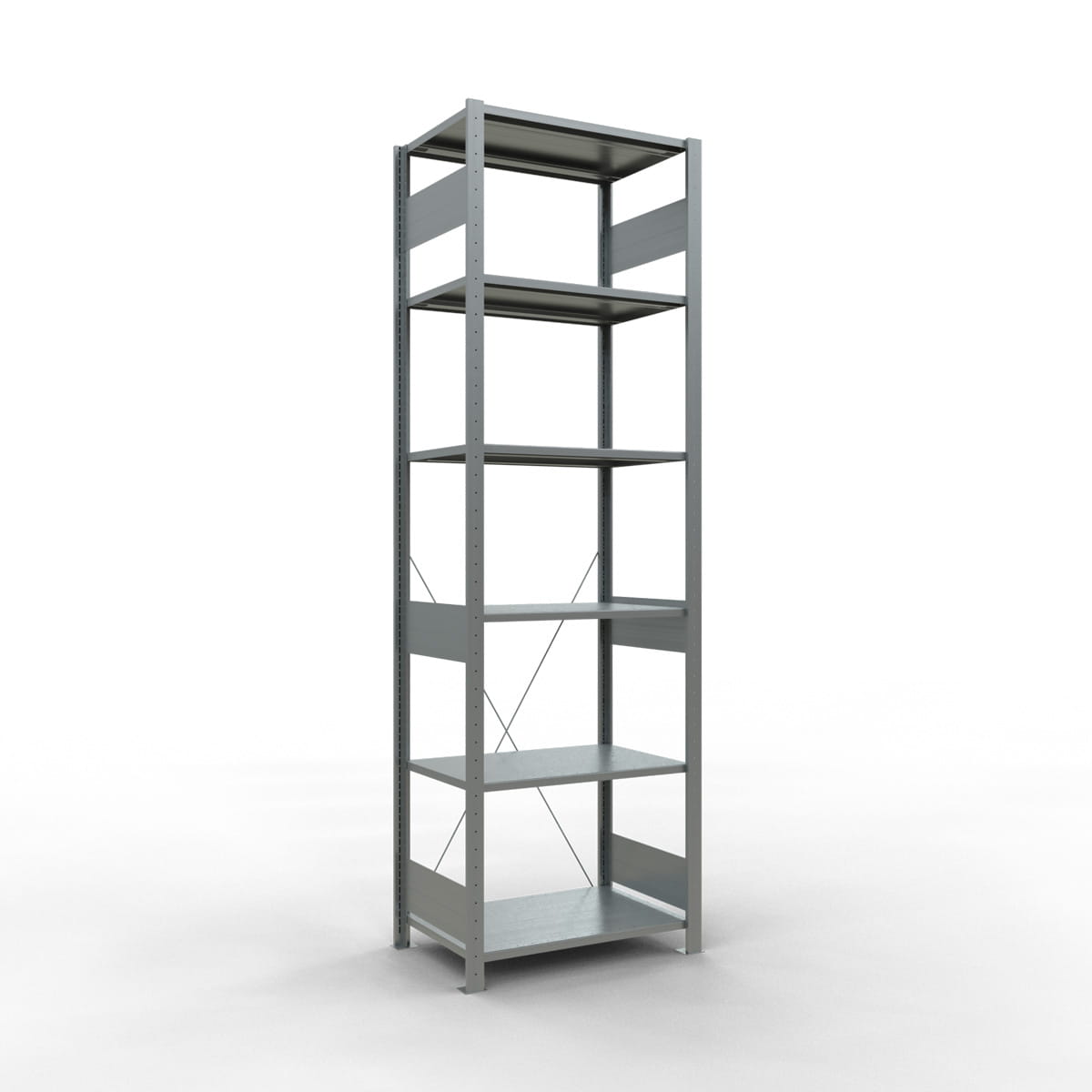 Fachbodenregal SCHULTE | Stecksystem | Grundregal | H 2500 x T 500 x L 750 mm | 6 Fachböden | Fachlast 150 kg