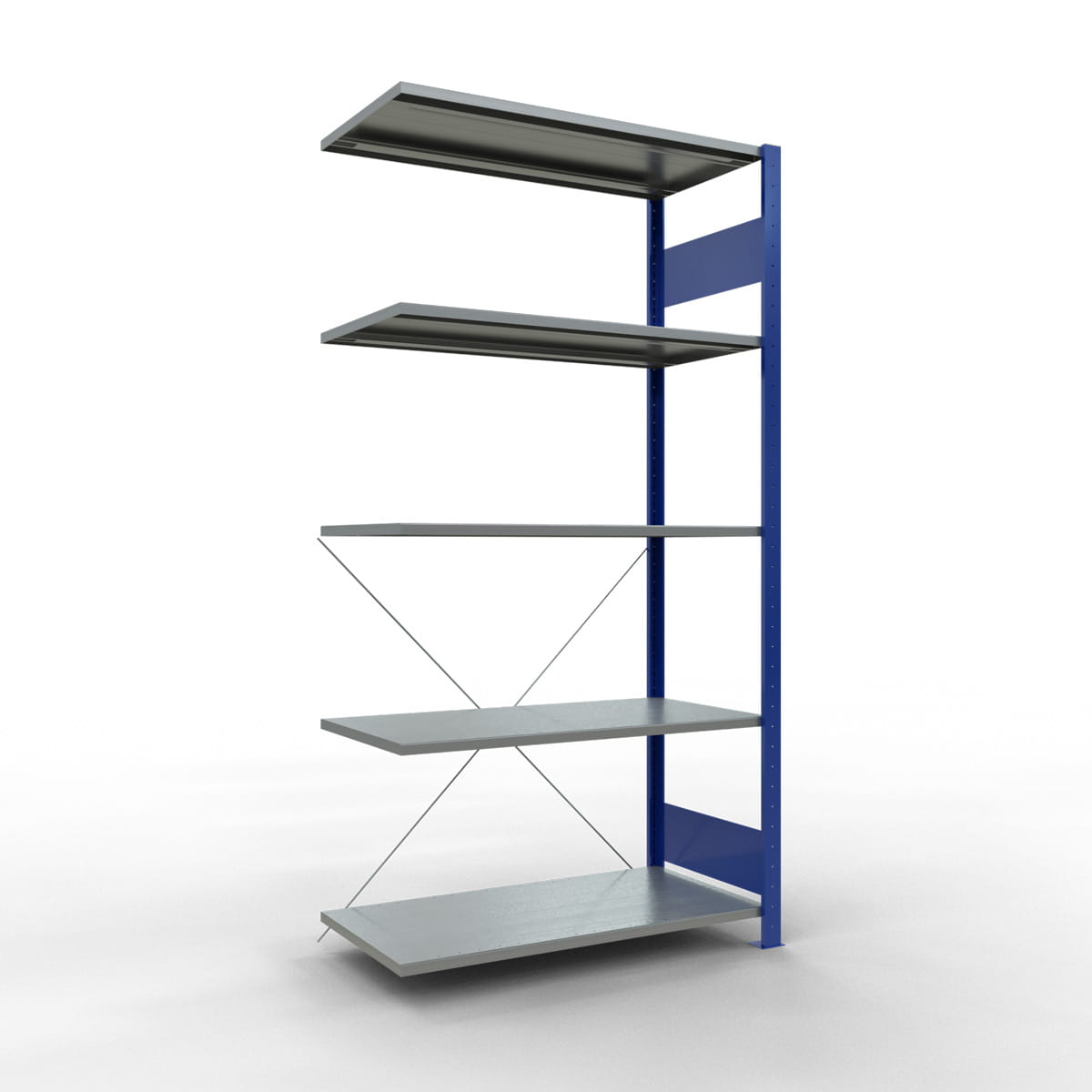 Fachbodenregal SCHULTE | enzianblau | Stecksystem | Anbauregal | H 2000 x T 500 x L 1000 mm | 5 Fachböden | Fachlast 150 kg