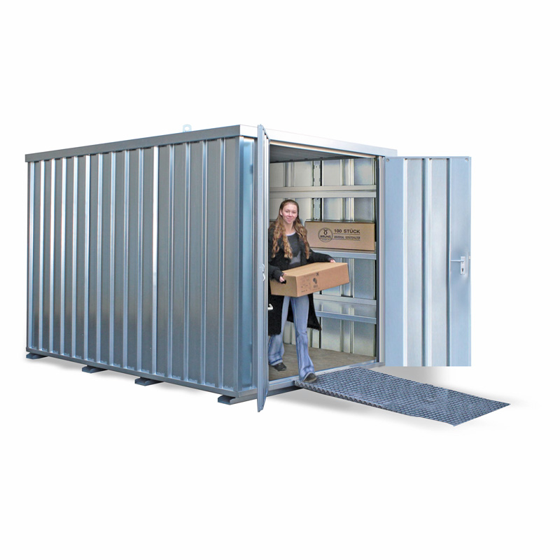 Lagercontainer Schnellbaucontainer SC20 | H 2445 x B 2300 x T 6100 mm | Tür stirnseitig 2-flügelig