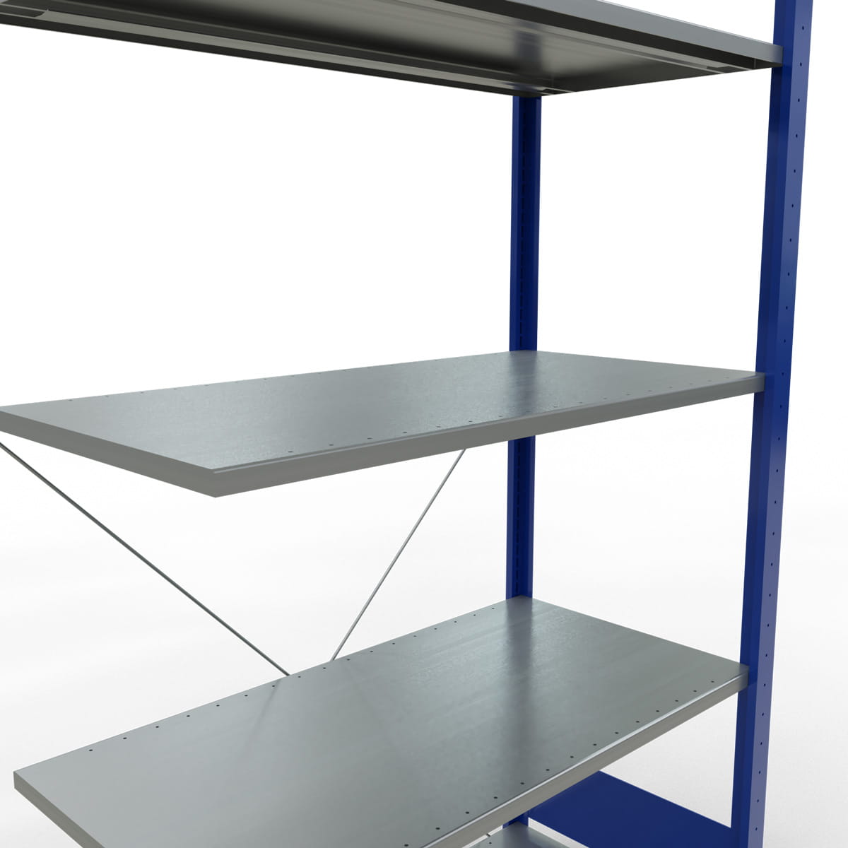 Fachbodenregal SCHULTE | enzianblau | Stecksystem | Anbauregal | H 2000 x T 500 x L 1000 mm | 5 Fachböden | Fachlast 150 kg