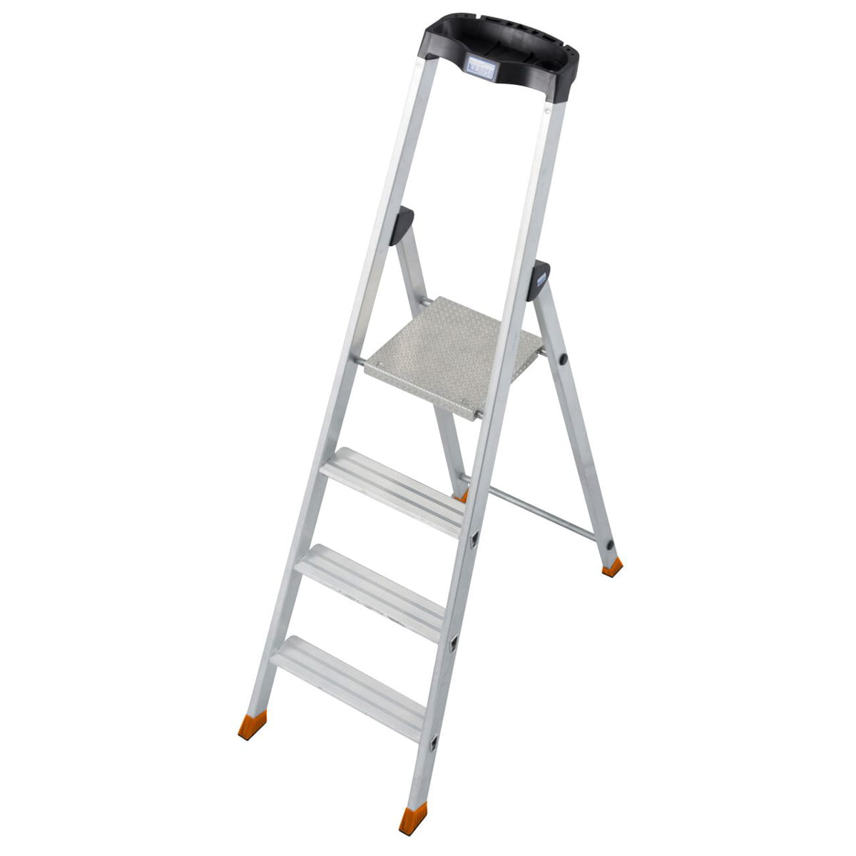 Stufen-Stehleiter | Aluminium | Arbeitshöhe 2,85 m | einseitig begehbar | 4 Stufen