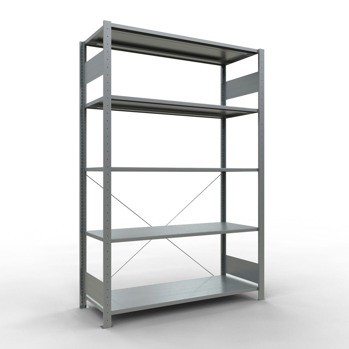 Fachbodenregal SCHULTE | Stecksystem | Grundregal | H 2000 x T 500 x L 1300 mm | 5 Fachböden | Fachlast 150 kg