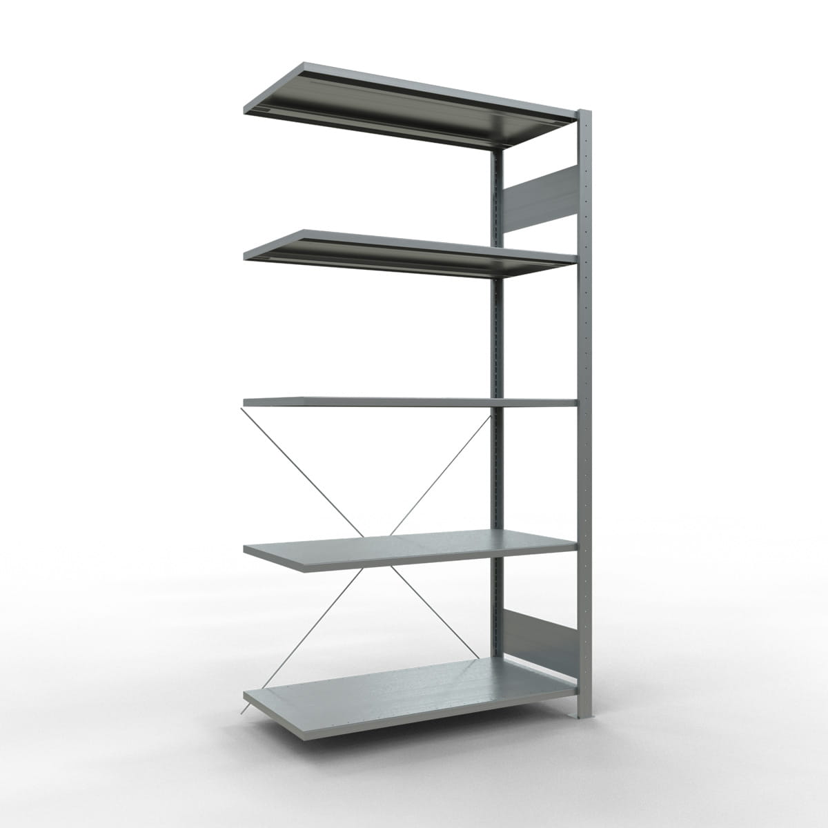 Fachbodenregal SCHULTE | Stecksystem | Anbauregal | H 2000 x T 500 x L 1000 mm | 5 Fachböden | Fachlast 150 kg