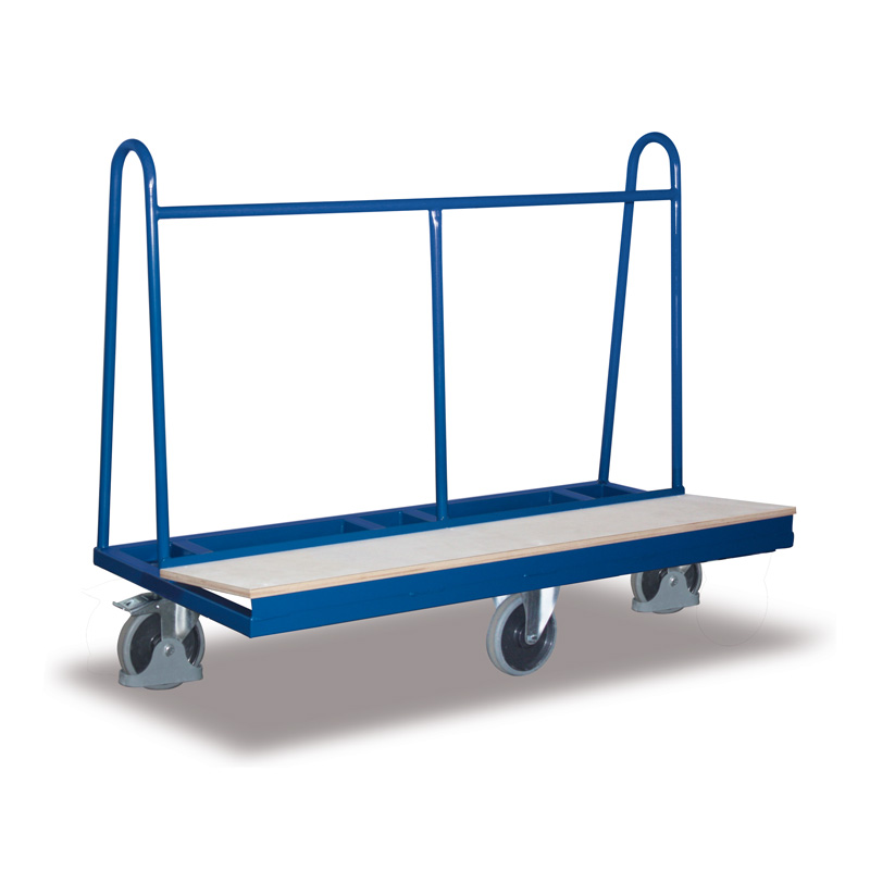 Plattenwagen | 500 kg | H 1200 x T 680 x B 1500 mm | Holzladefläche | Räder rhombisch