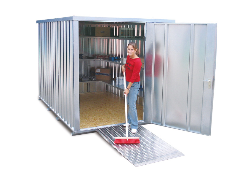 Lagercontainer Schnellbaucontainer SC40 | H 2445 x B 2300 x T 12200 mm | Tür stirnseitig 1-flügelig