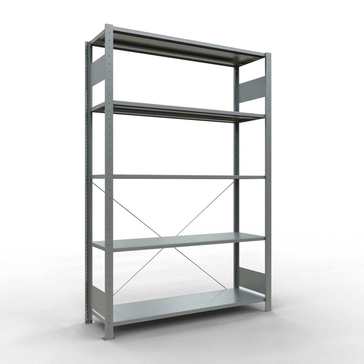 Fachbodenregal SCHULTE | Stecksystem | Grundregal | H 2000 x T 400 x L 1300 mm | 5 Fachböden | Fachlast 150 kg