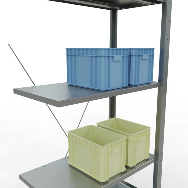 Fachbodenregal SCHULTE | Stecksystem | Anbauregal | H 2000 x T 400 x L 750 mm | 5 Fachböden | Fachlast 150 kg