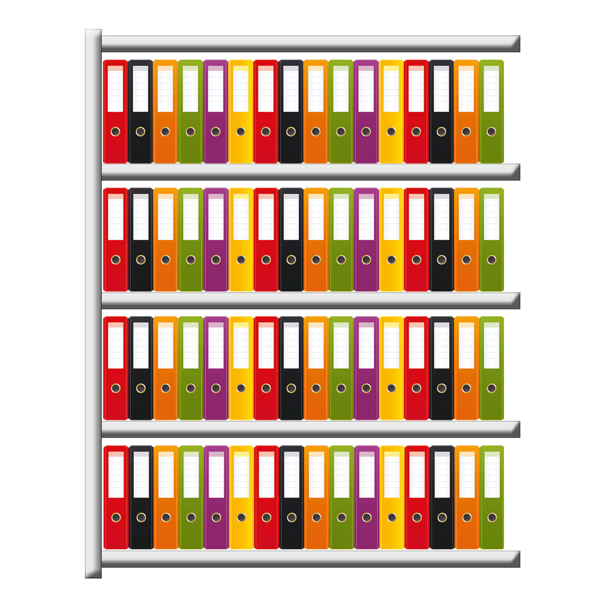 Büroregal SCHULTE | Anbauregal | H 1800 x T 300 x L 1300 mm | für 64 Ordner | 5 Fachböden | einseitig | lackiert